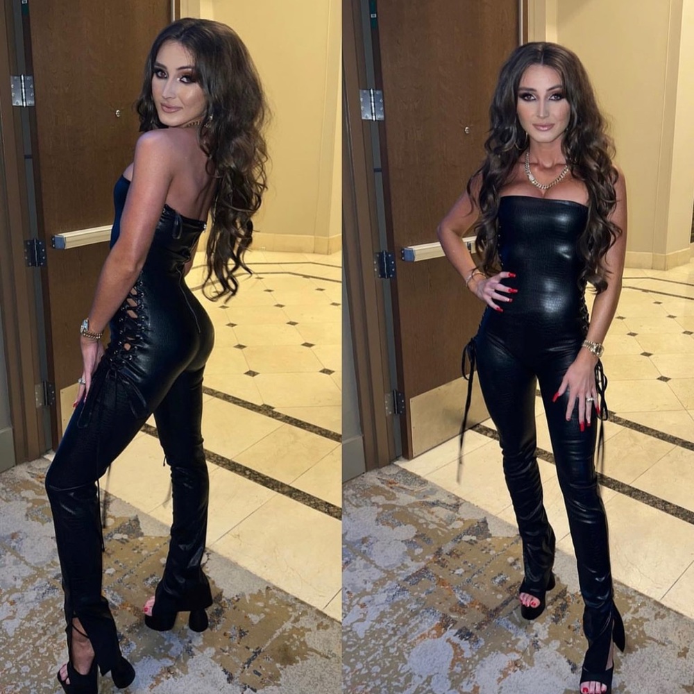 Black lace up cat suit